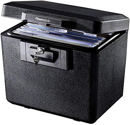 SentrySafe Black Fireproof Document Box with Key Lock, Safe Secures Files and Documents for Home or Office, 0.61 Cubic Feet, 13.6 x 15.3 x 12.1 inches