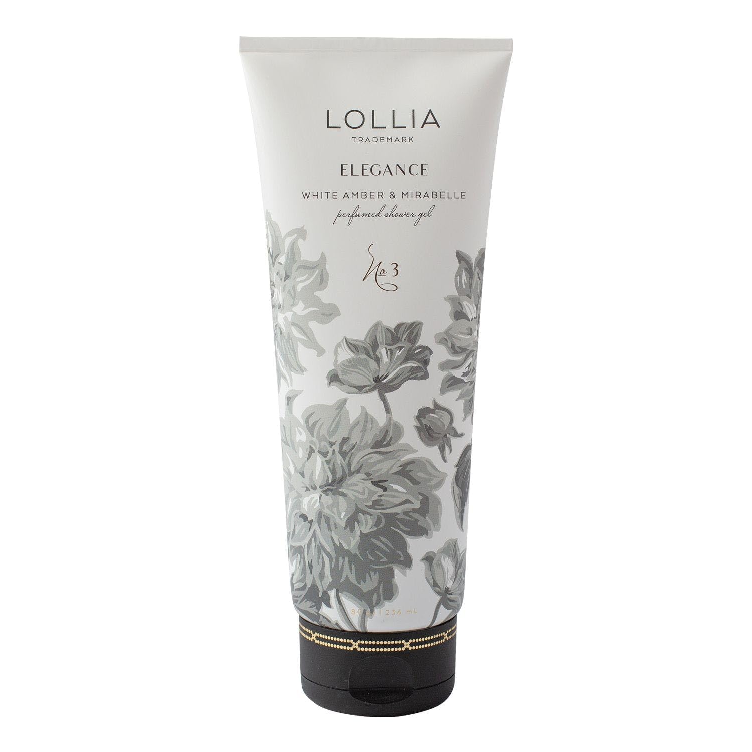 LOLLIA Wish Shower Gel, 8 fl oz, Vanilla Bean, Rice Flower, Jasmine Leaves, & Sugar Cane, Luxury Shea Moisture Hydrating Women's Body Wash, Delicate & Relaxing Scented Bath Soap for Self Care