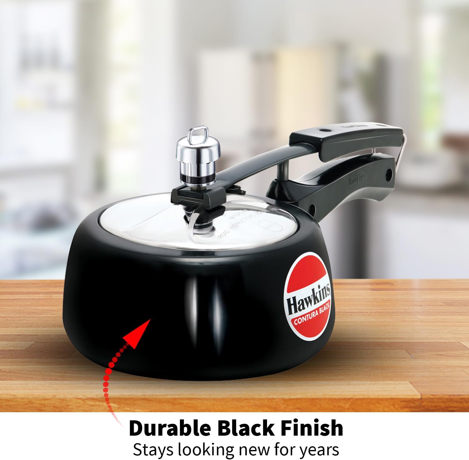 Hawkins 3.5 Litre Contura Black Pressure Cooker, Hard Anodised Inner Lid Cooker, Handi Cooker, Black (CB35)