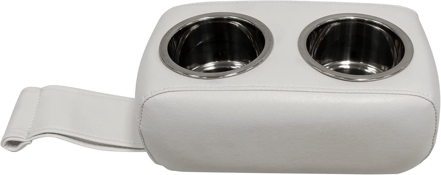Wise 3059-1882 Pontoon Double Drink Holder with Stainless Steel Cup Holders, Marble / Brite White