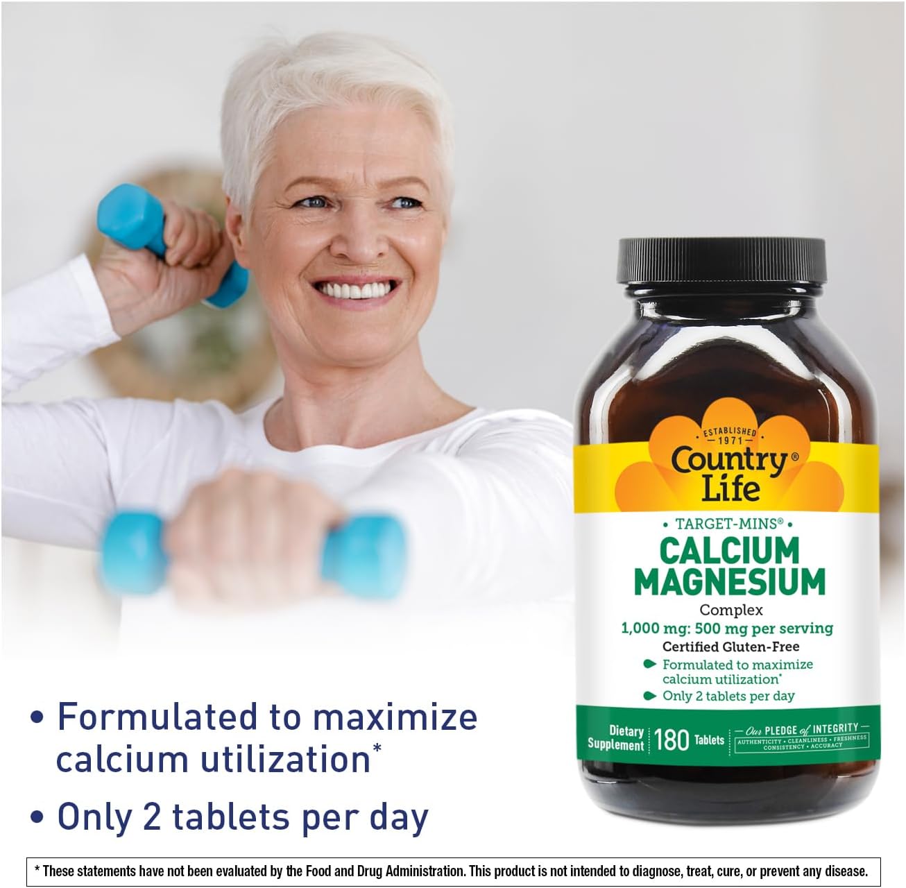 Country Life Target-Mins Calcium Magnesium Complex, 360 Tablets | 2:1 calcium-to-magnesium ratio with 180 convenient daily servings