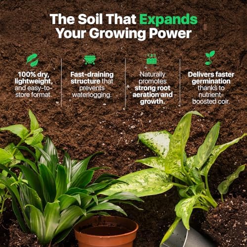 | (72 Quarts) The Only Ready to Plant Compressed Coco Coir Fully Loaded with Nutrients | Organic Coco Coir Brick/Block | 10 LBS Block Expands to 72