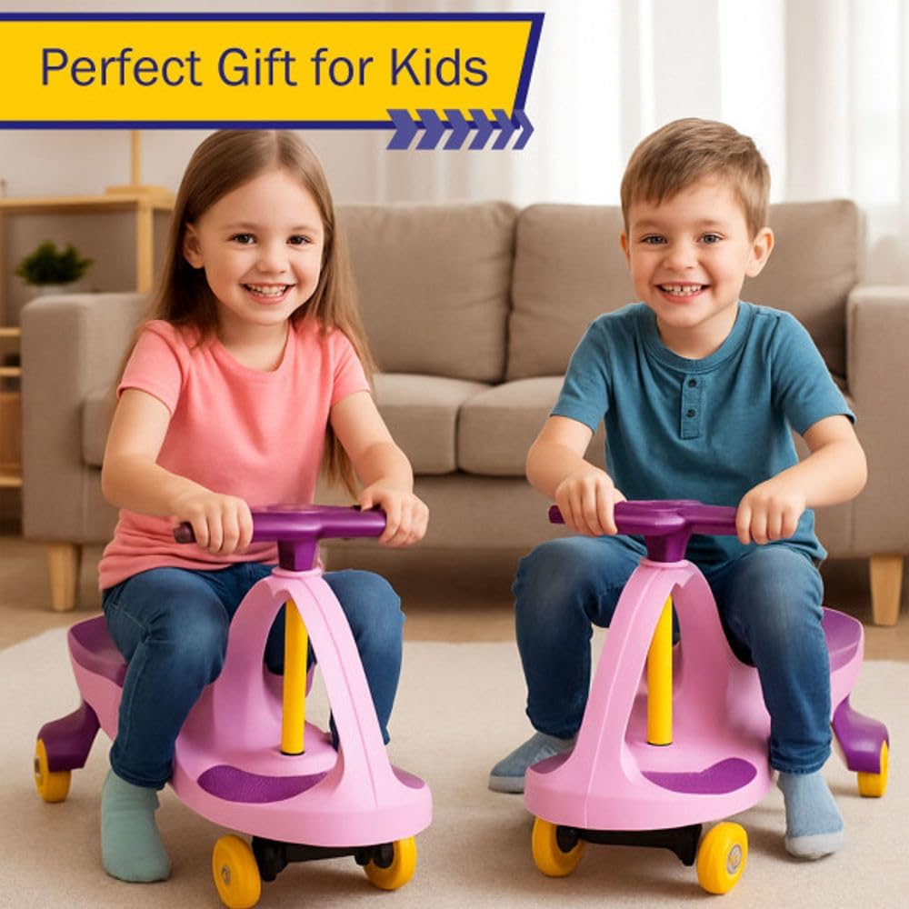 Wiggle Car Ride On Toy - No Batteries, Gears or Pedals - Twist, Swivel, Go - Outdoor Ride Ons for Kids 3 Years and Up by Lil' Rider (Hot Pink and Black)