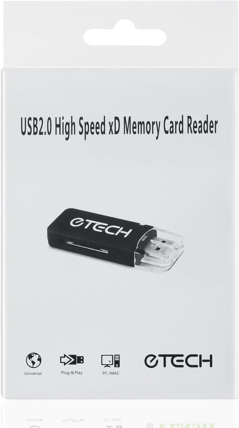 eTECH USB2.0 Black Color High Speed xD Memory Card Reader Supports Olympus and Fuji XD Picture Card 1GB 2GB