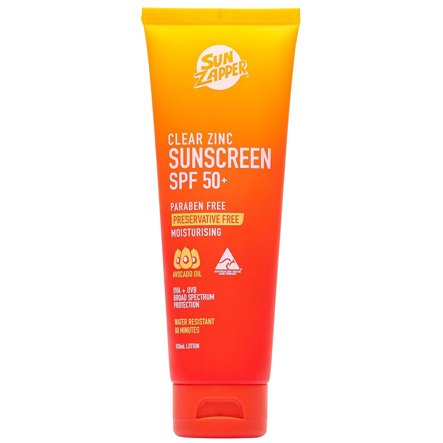 Sun Zapper Clear Zinc Sunscreen SPF 50+ Travel Size – Zinc Oxide Sunscreen for Face and Body, Water Resistant Broad Spectrum Sunblock, No White Cast, Oxybenzone Free, 60mL (2 oz), Australian Made