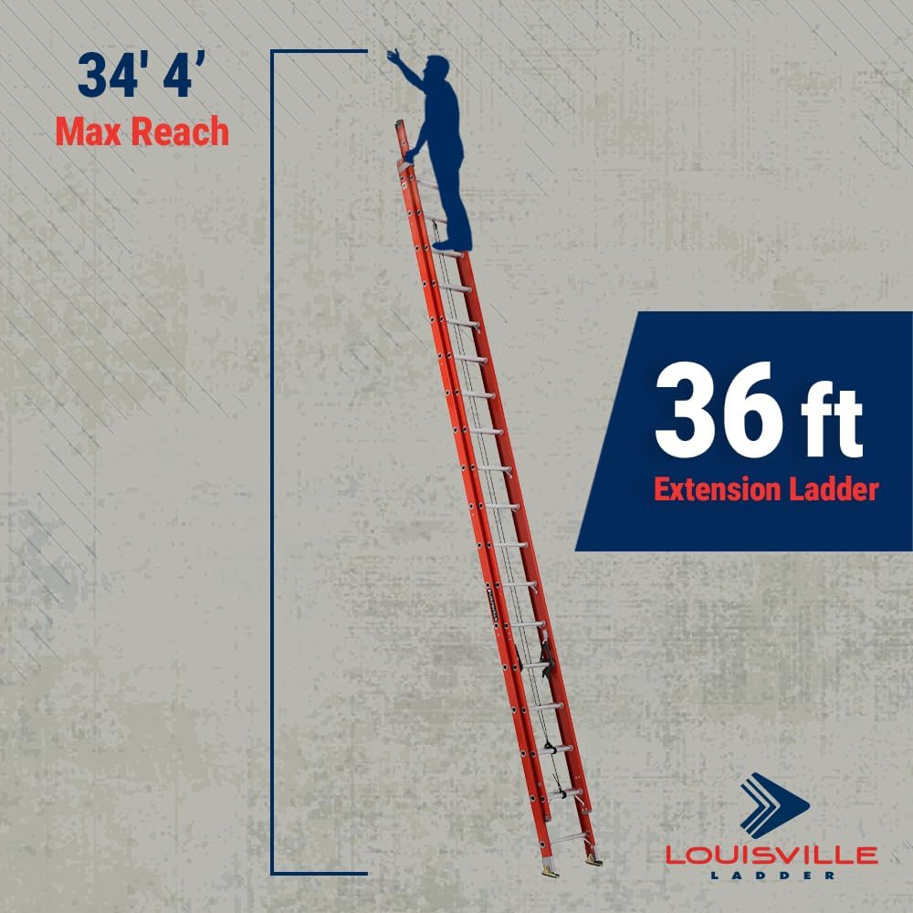 Louisville Ladder 16-foot Fiberglass Extension Ladder, 300-Pound Load Capacity, Type IA, FE3216