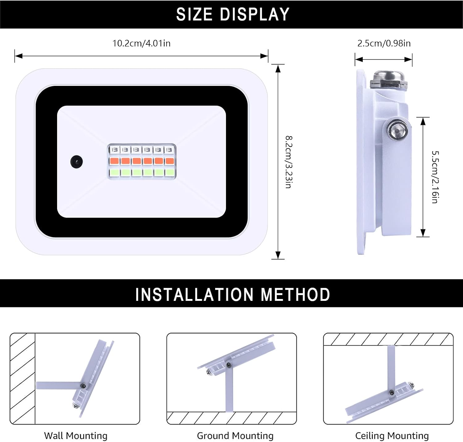 MIWAT 20W 2Pack LED Flood Light, White LED Work Light with Plug