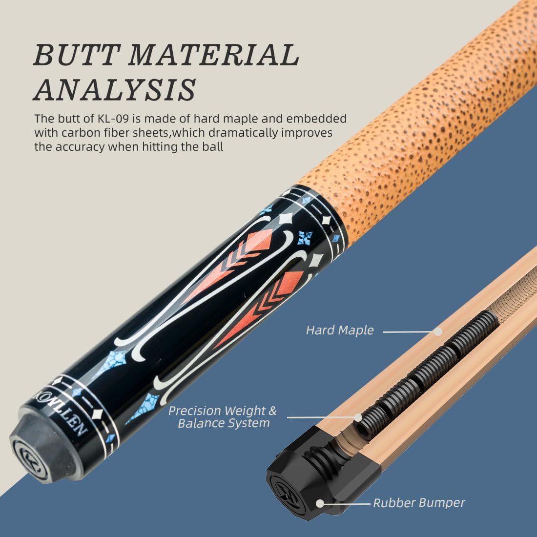 KONLLEN Carbon Fiber Pool Cue Stick 58-inch Professional Pool Sticks for Adults Full Carbon Technology Low Deflection Pool Cue Billiard Cues with 12.5mm Tip (Easy to Control, Pro Taper, Ultra-Smooth)