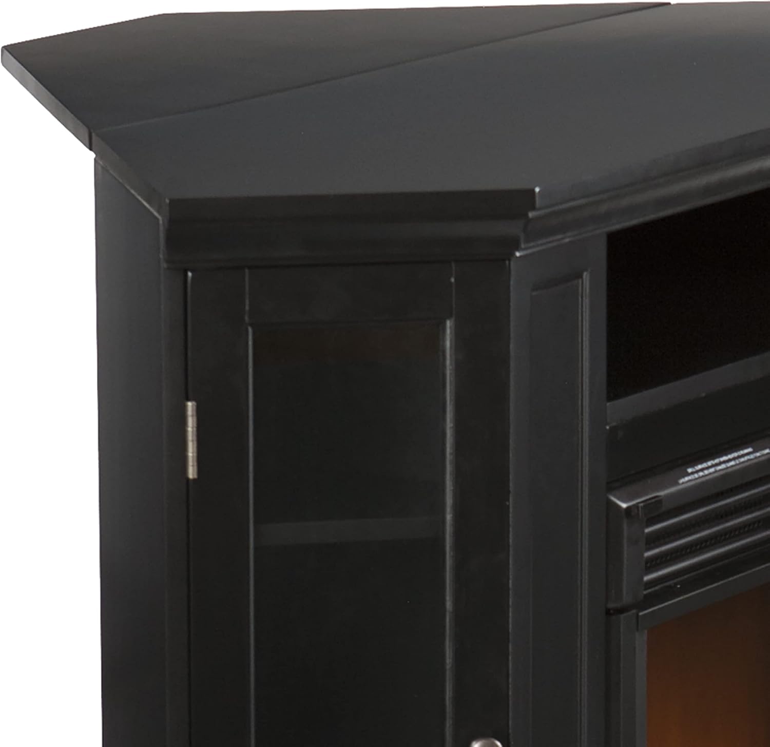 SEI Furniture Claremont Convertible Corner Electric Fireplace Media Stand with Storage, Black