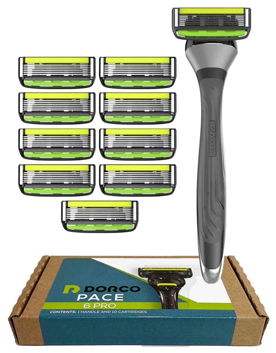 DORCO Pace 6 Pro - Six Blade Razor System with Trimmer - 12 Pack Refill (No Handle)