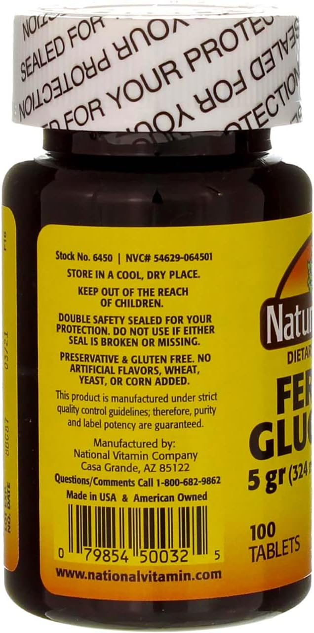 Nature's Blend Ferrous Gluconate Tablets, 100 Count