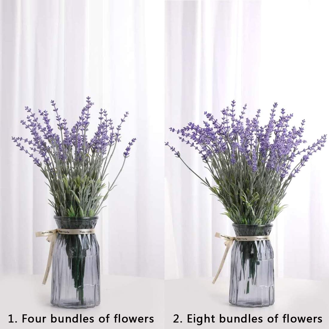 Artificial Lavender Flowers with Silk Flocked Fake Lavender Plant for Wedding Home Table Centerpiece Decor-Pack of 4
