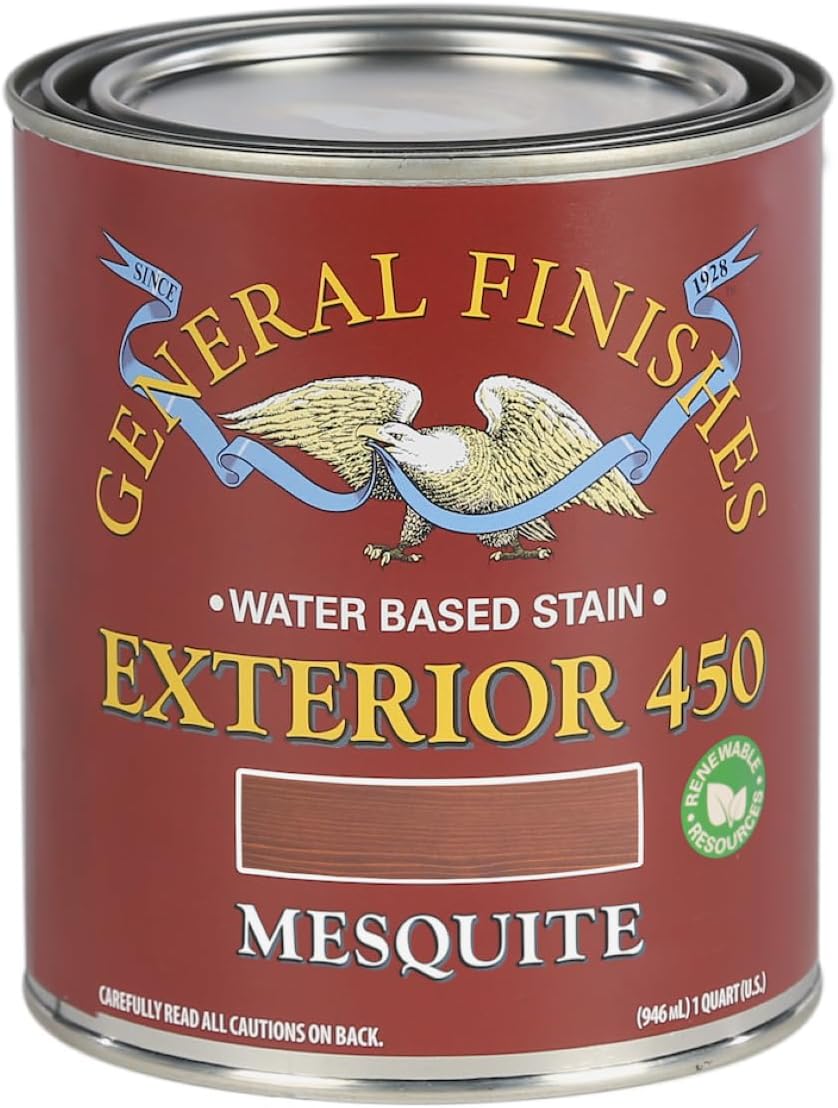 General Finishes Exterior 450 Water Based Wood Stain, 1 Quart, Cedar