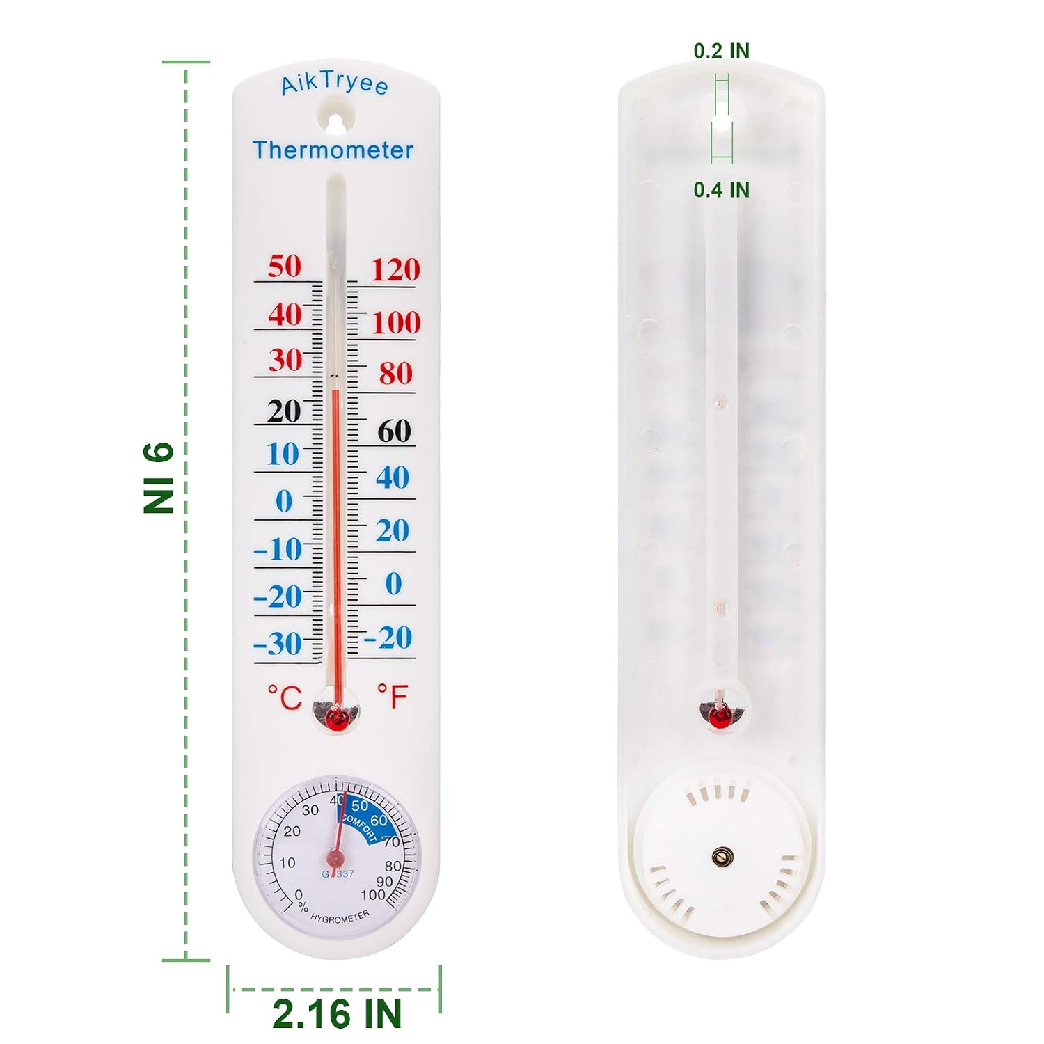 Outdoor Indoor Hygrometer Thermometer, Humidity Monitor, Temperature Humidity Gauge Meter with Celsius/Fahrenheit (℃/℉) for Patio, Field, Cellar