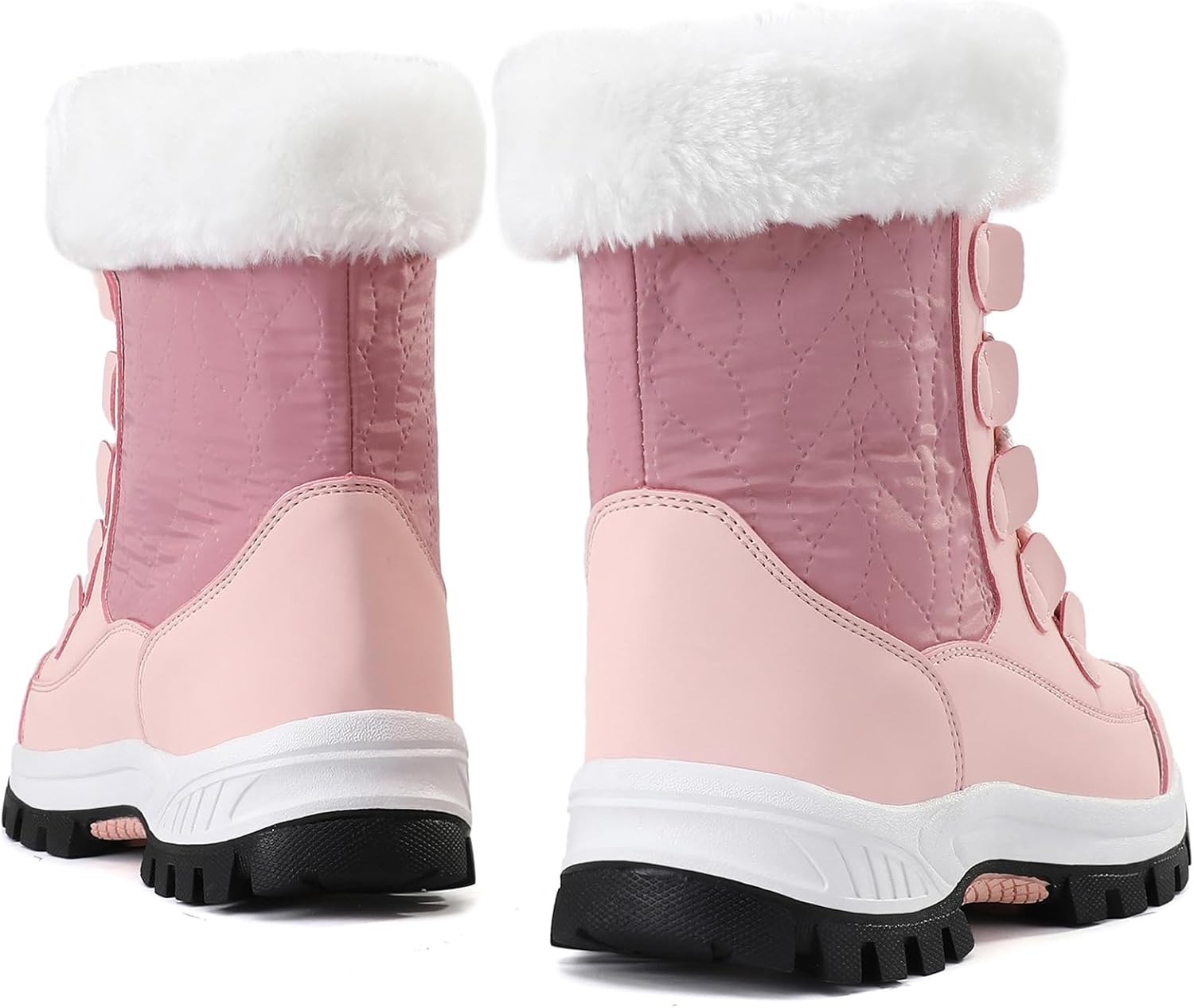 COOJOY Womens Waterproof Winter Snow Boots Warm Shoes Furry Mid Calf Lightweight Walking Hiking Booties