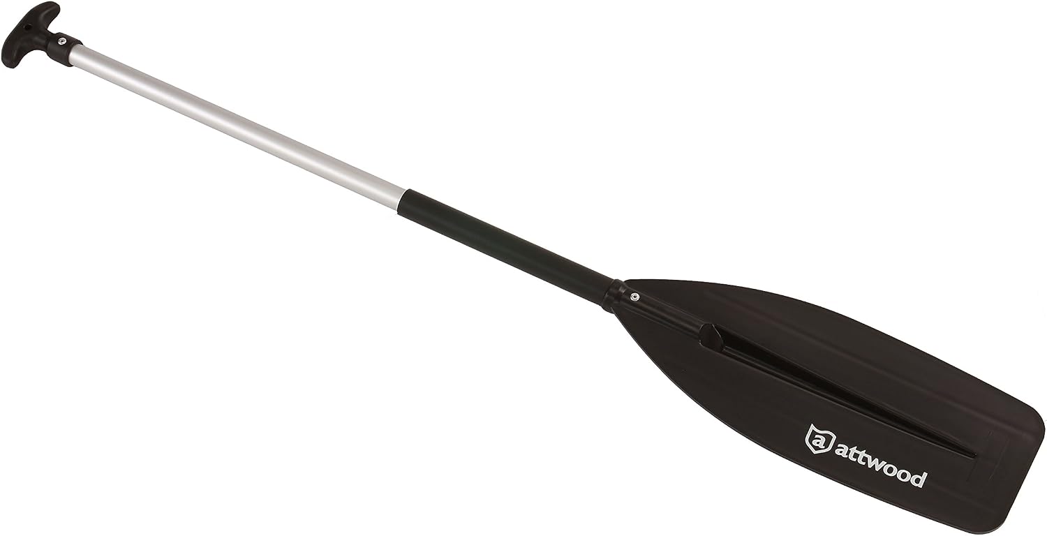 Attwood 4-Foot Aluminum Canoe Paddle, Heavy-Duty Marine Oar with Ergonomic Grip and Poly-Protective Shaft Cover, Model 11764-1
