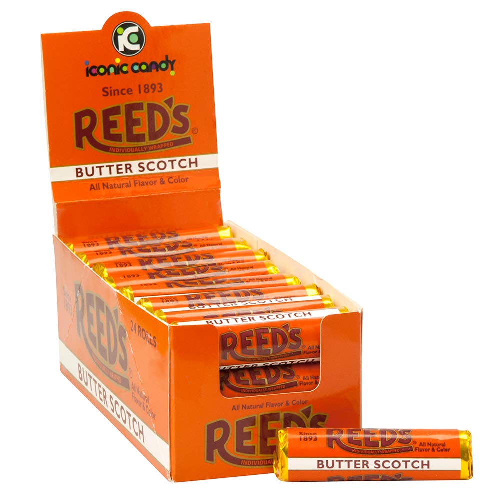 Reed's Individually Wrapped | Traditional Butterscotch Hard Candy | 24 ct | Old-Fashioned Butterschotch Candy with a creamy and buttery flavor. A traditional treat brought to you by Iconic Candy