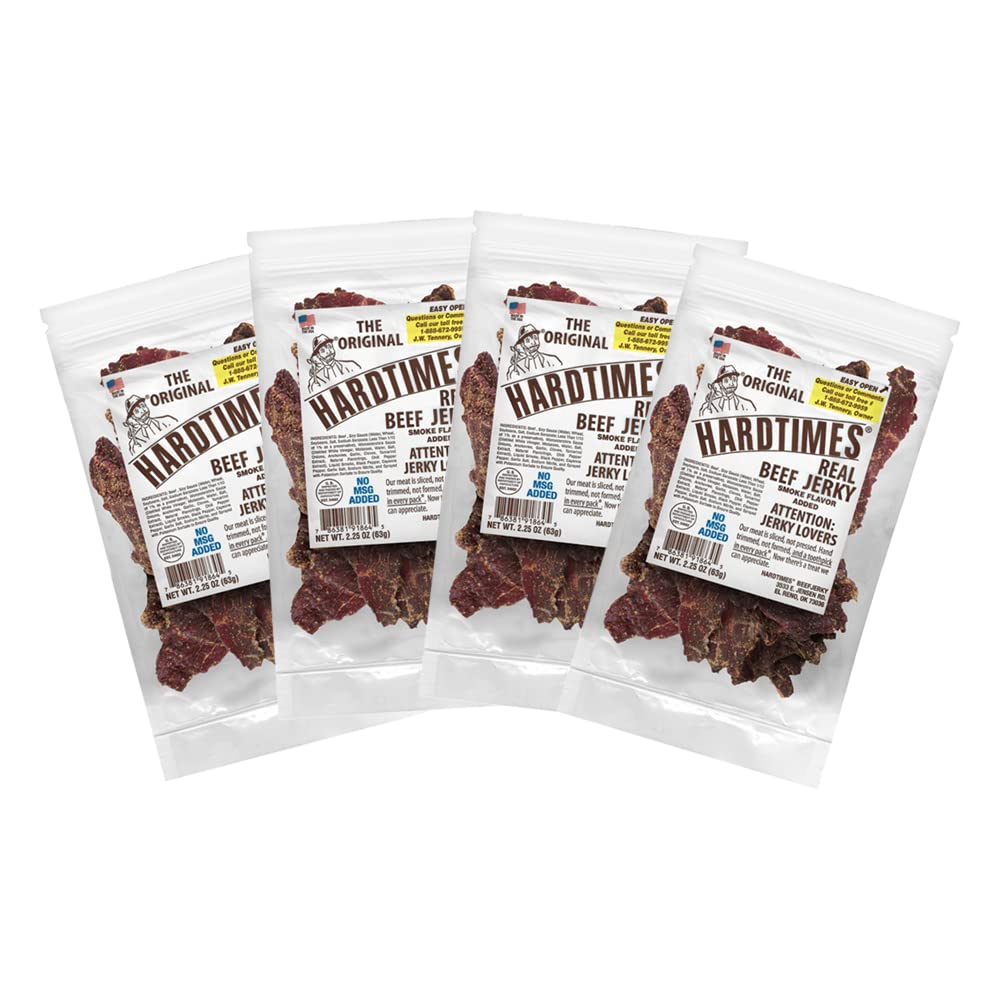 Hardtimes Original Beef Jerky, High Protein Snack, 4 x 2.25 oz Bags