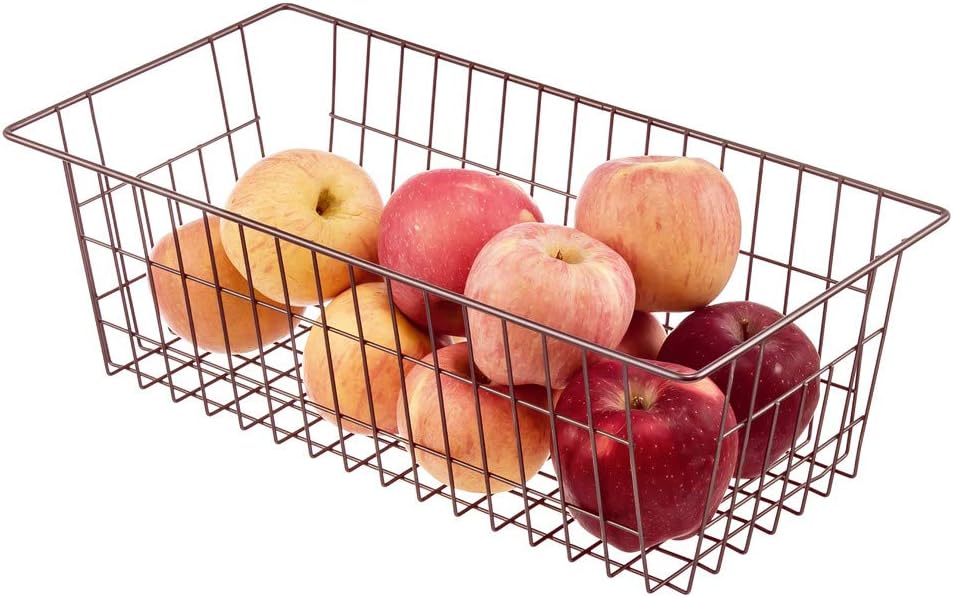 SANNO 15.7" Freezer Baskets Wire Storage Baskets Bin Organizer Food, Kitchen, Basket Organizers Bins for Home, Bathroom, Closet Organization, white