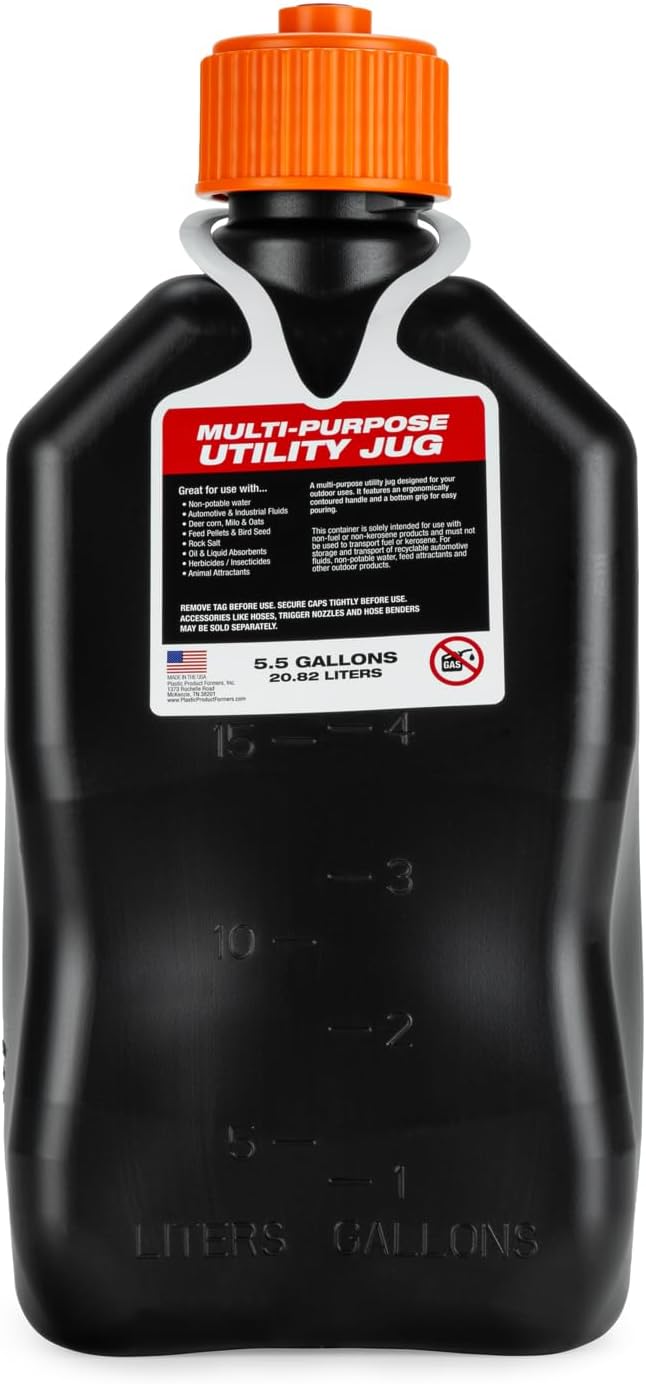 VP Racing 3852-CA, 5.5 Gallon Motorsport Jug V-Twin Sq. - Black/Orange
