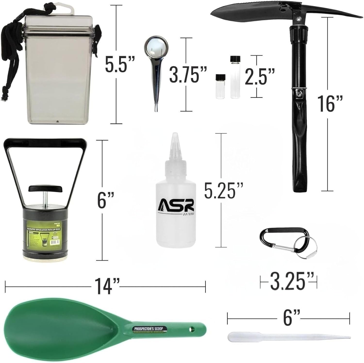 ASR Outdoor 21PC Deluxe Sluice Box Gold Panning Kit with 1/2 and 1/8 Classifier Screens