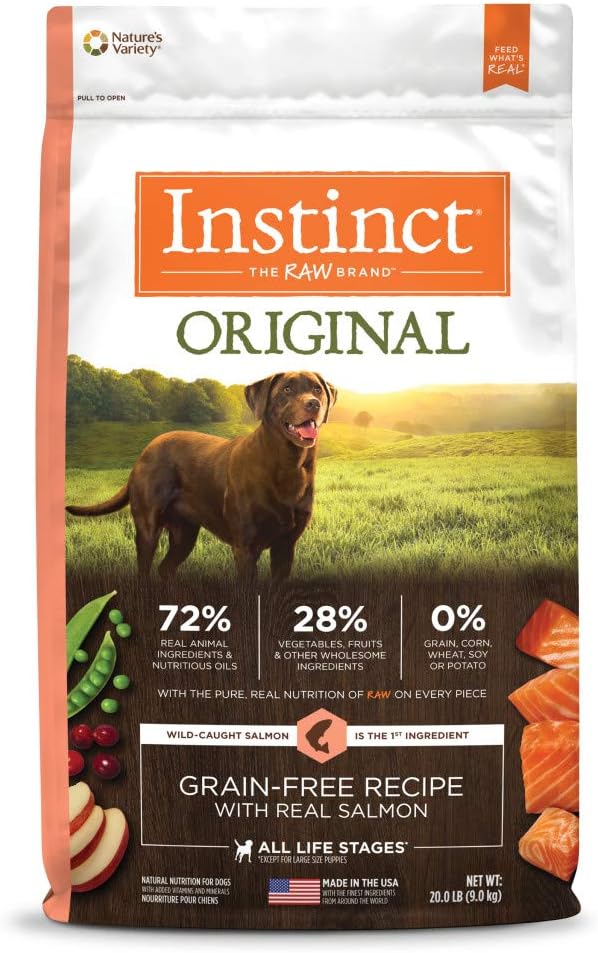 Instinct Original Dry Dog Food, Raw Coated Kibble, Real Chicken, 4 lb. Bag | Raw-coated kibble with cage-free chicken for strong muscles, digestive health, and healthy skin & coat, grain-free