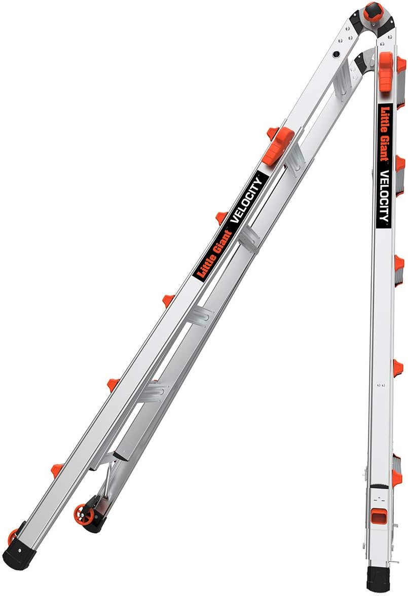 Little Giant Velocity, Aluminum Ladder, 14 ft Reach, 15413-001 | Telescoping Multi-Position Ladder with Extension, A-Frame, 90-Degree & Trestle Modes, 300 lbs. Rating