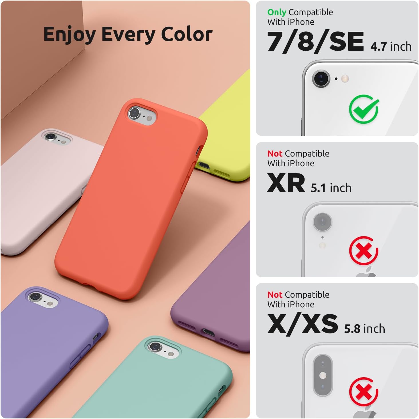 SURPHY Designed for iPhone SE Case, iPhone 8 Case, iPhone 7 Case, Liquid Silicone Phone Case for iPhone se 3rd 2nd SE 2022 SE 2020, Blue