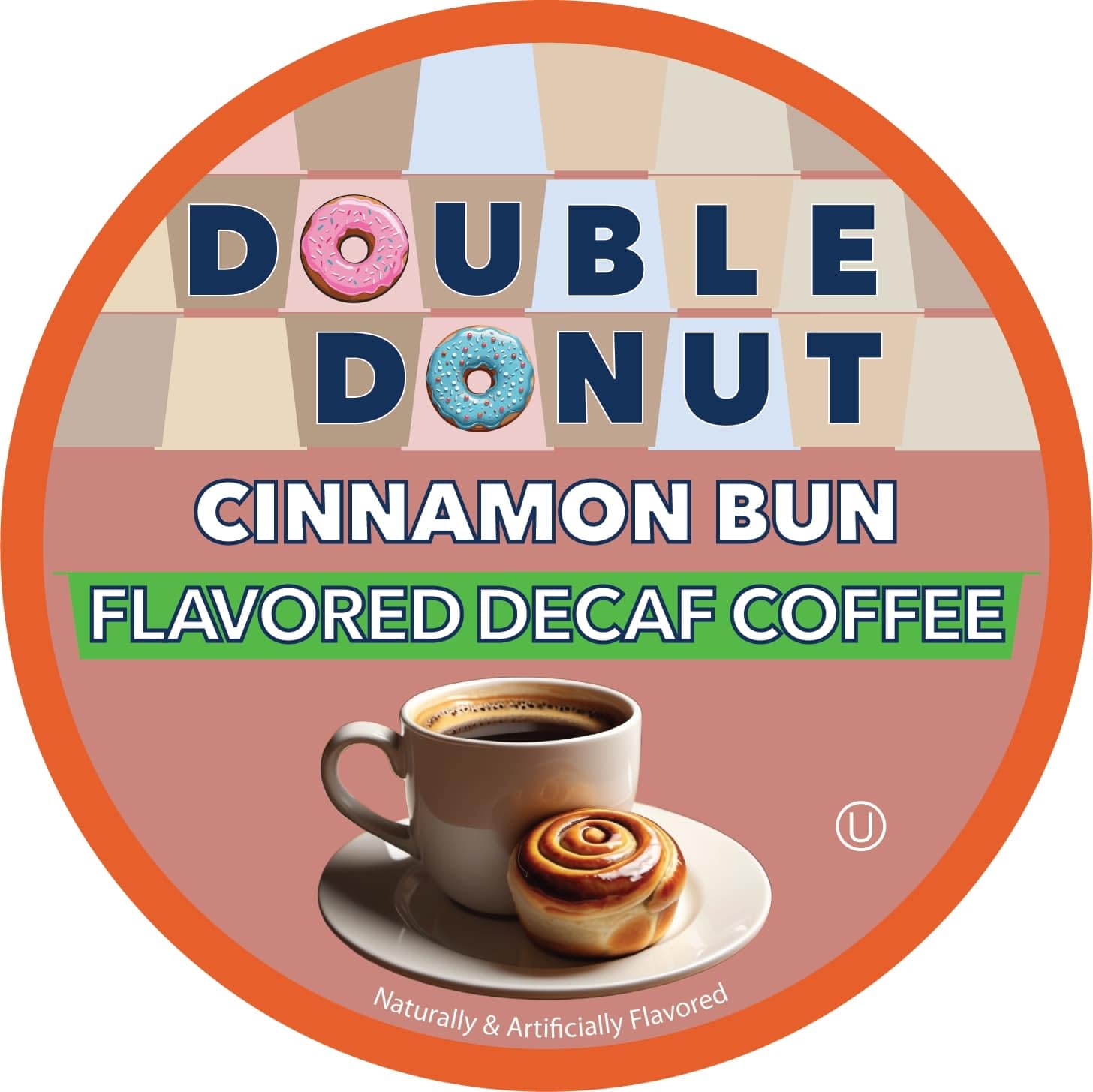 Double Donut Coffee Double Donut Medium Roast Decaf Coffee Pods, Classic, for Keurig K-Cup Machines, 24 Single-Serve Capsules per Box