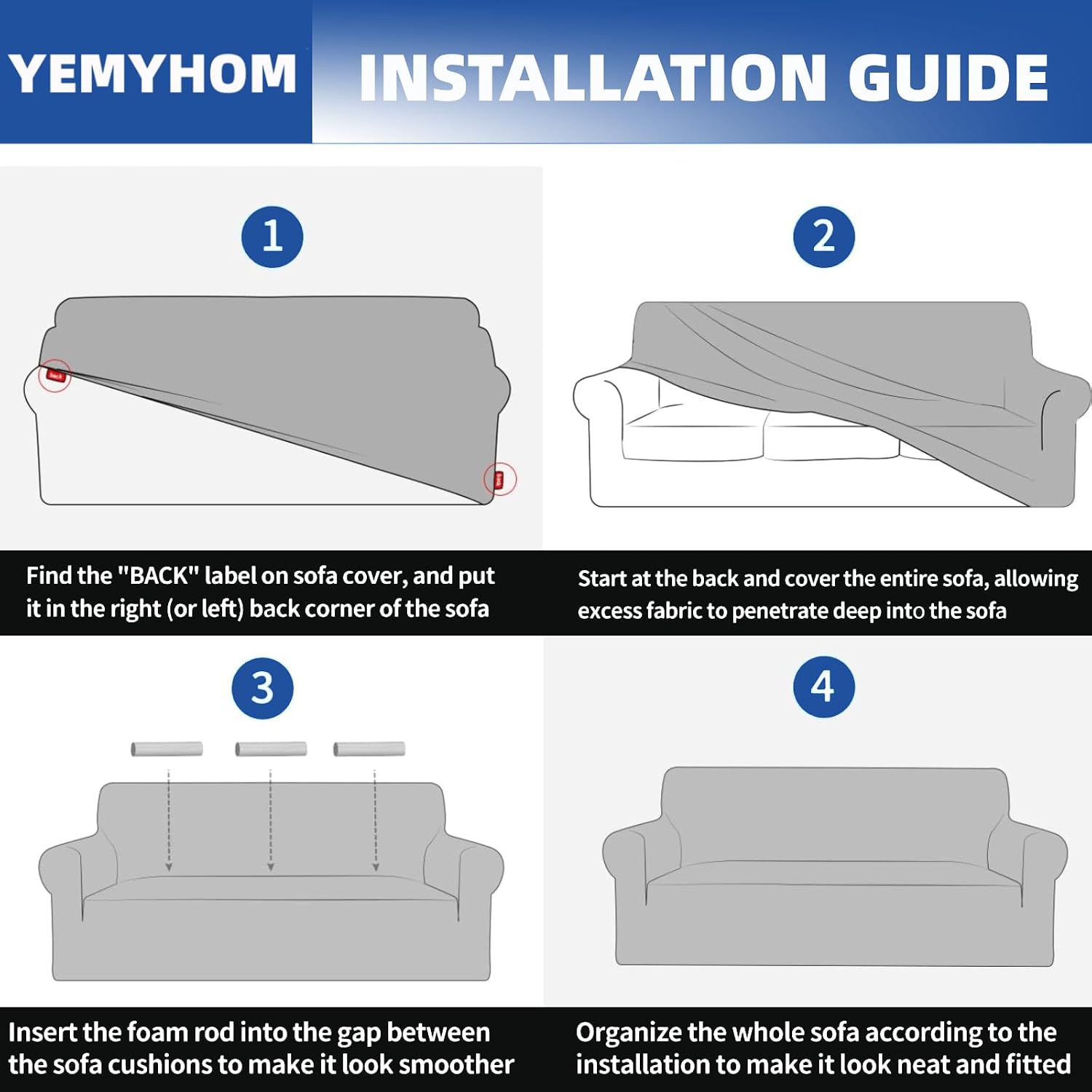 YEMYHOM Couch Cover Latest Jacquard Design High Stretch Sofa Covers for 2 Cushion Couch