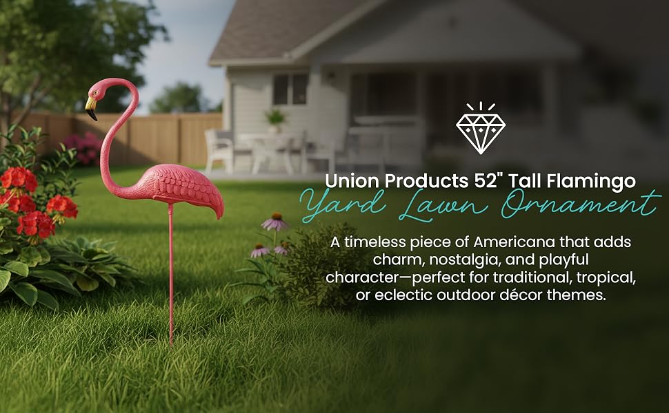 Union Products Outdoor Featherstone 52 In Tall Flamingo Yard Lawn Ornament, Pink