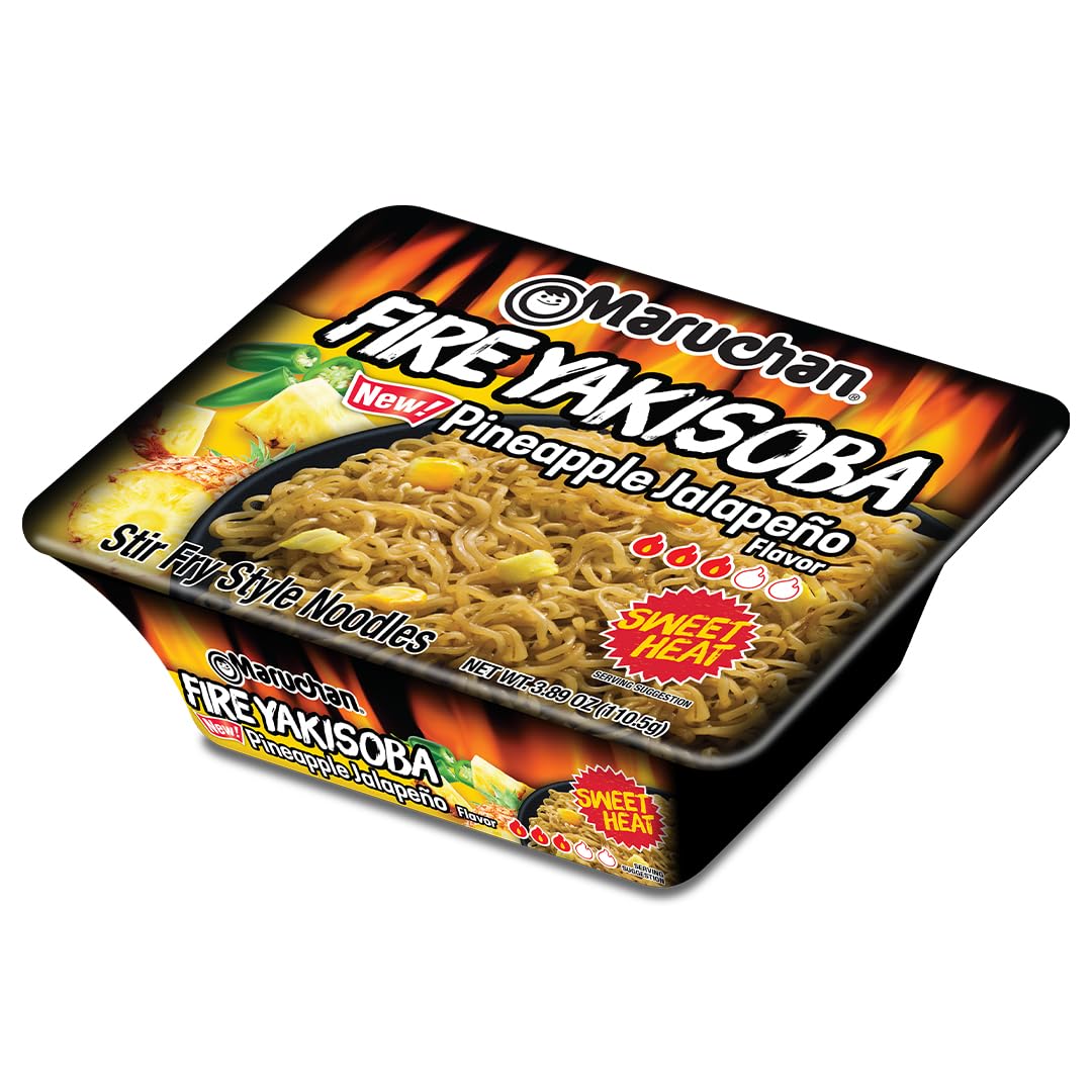 Maruchan Yakisoba, Spicy Chicken Flavor – Stir-Fried Japanese Instant Ramen Noodles, High Protein Microwavable Meal – 4.11 Oz. (8 Pack)