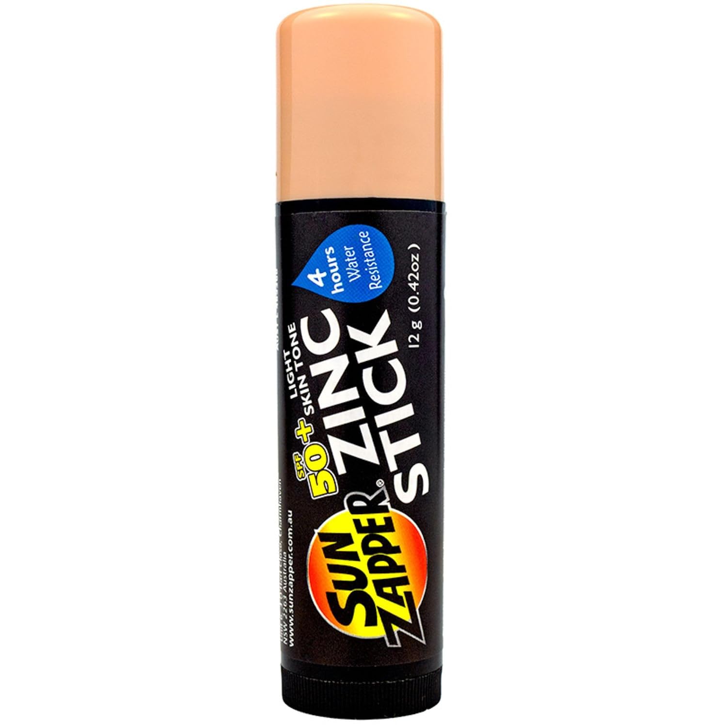 Sun Zapper Zinc Oxide Sunscreen Stick SPF 50+ Light Skin Tone – Mineral Sunscreen for Face and Body, Water Resistant Sunblock for Sensitive Skin,Travel Size 12g (0.42 oz), Australian Made