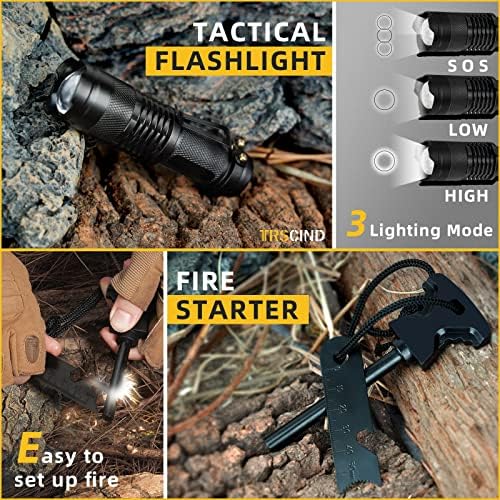 Survival Kit 14 in 1, Gifts for Men Dad Husband, Emergency Survival Gear and Equipment, Anniversary Birthday Gifts for Him Boyfriend, Hunting Fishing Camping Accessories