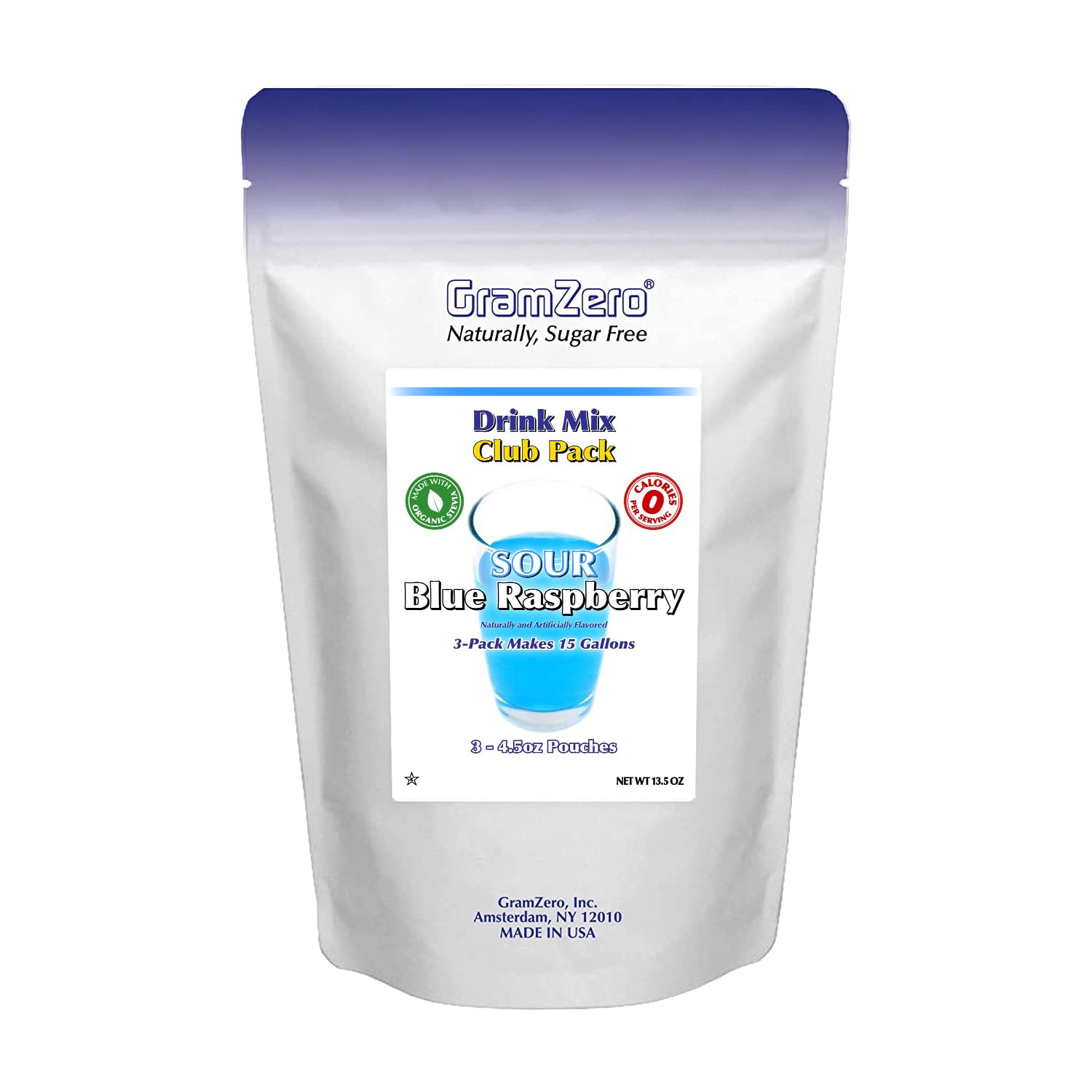 GramZero Raspberry Blush, Sugar Free Drink Mix, Pitcher Pack, Great For Nutrition Club Loaded Tea, Zero Calorie, Stevia Sweetened