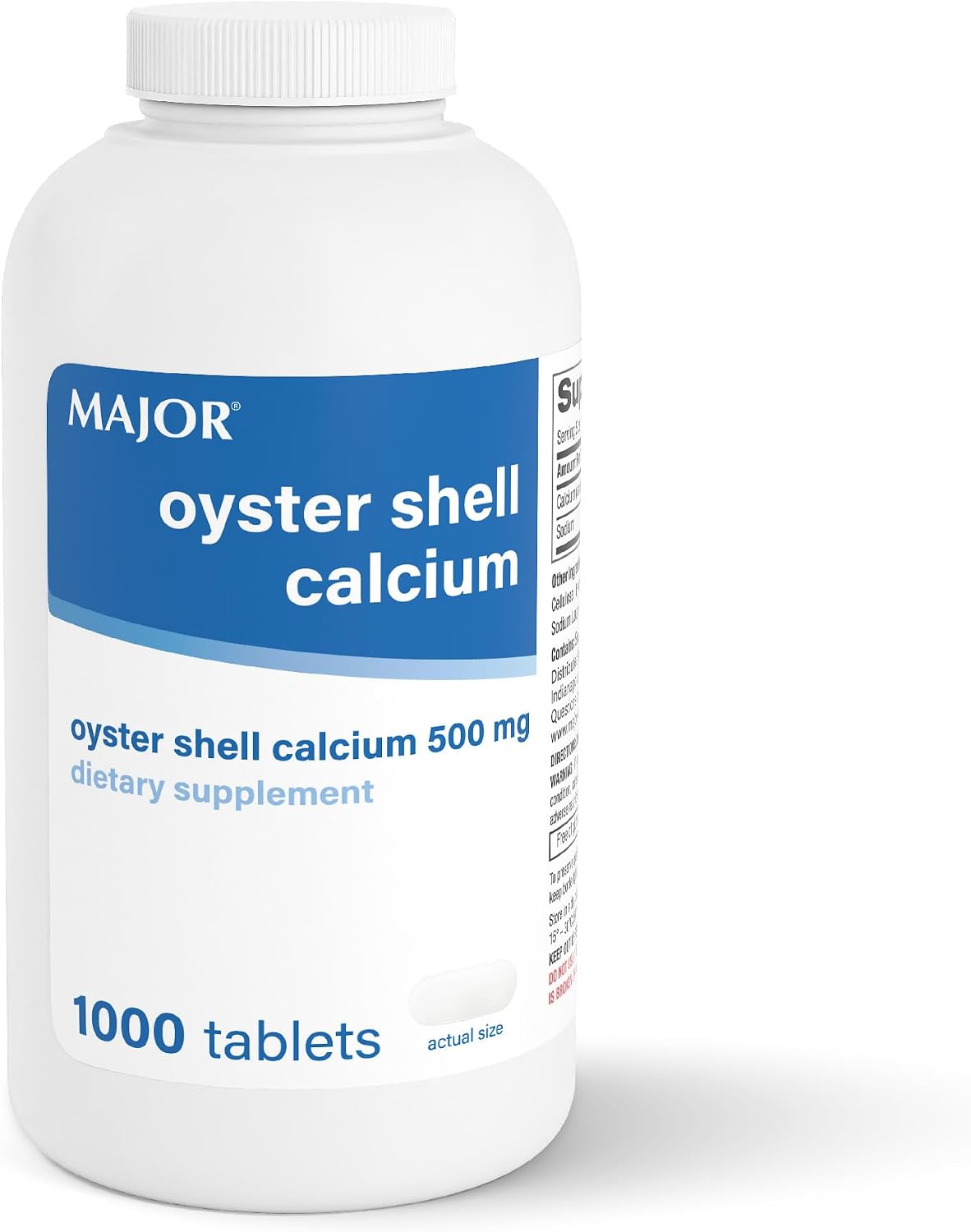 MAJOR Oyster Shell Calcium 500mg, Gluten-Free, 1000 Tablets (1-Pack) | Dietary Supplement for Bone Health and Joint Support, Mineral Supplement, Helps Support Healthy Calcium Levels