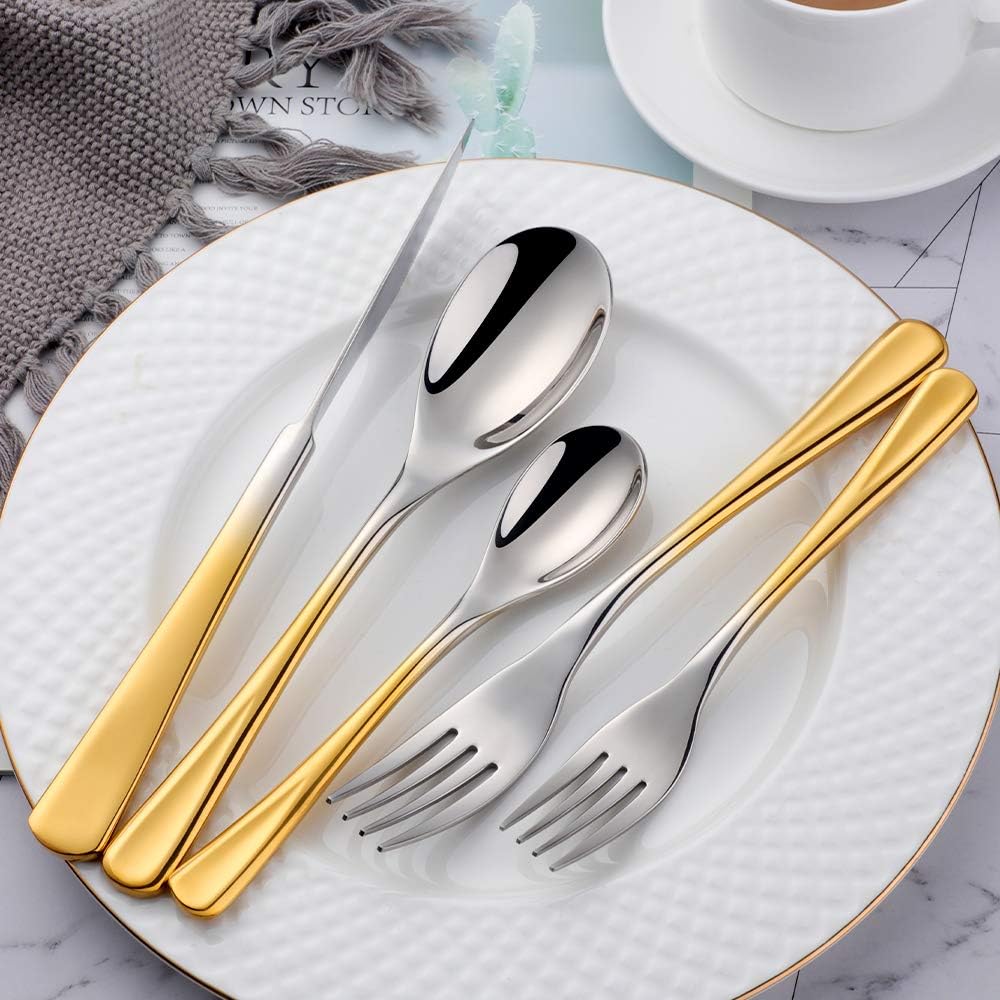 Silverware Set Stainless Steel 20 Piece Flatware Set Kitchen Cutlery Heavyweigh Utensil Service for 4 Include Knife Fork Spoon, Mirror Finish