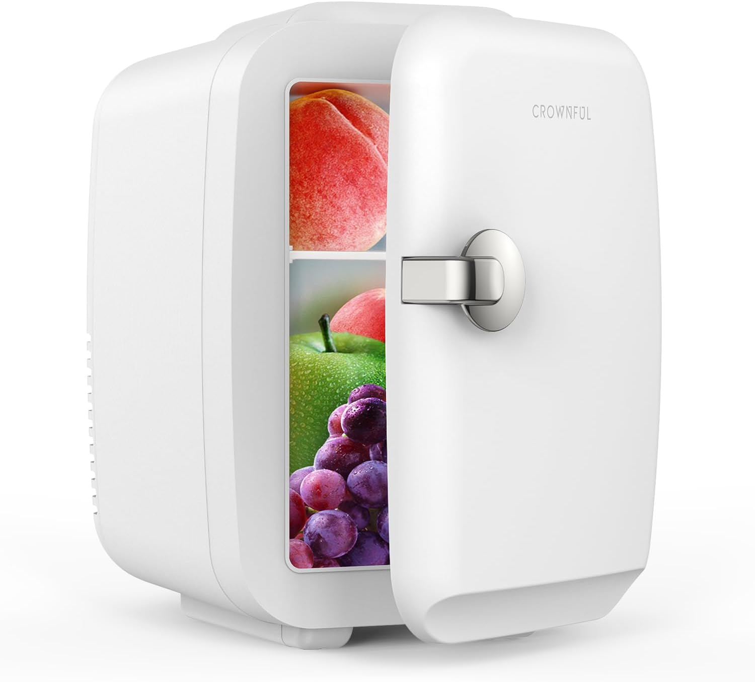 CROWNFUL Mini Fridge, 4 Liter/6 Can Portable Cooler and Warmer Personal Refrigerator for Skin Care, Cosmetics, Beverage, Food, Great for Bedroom