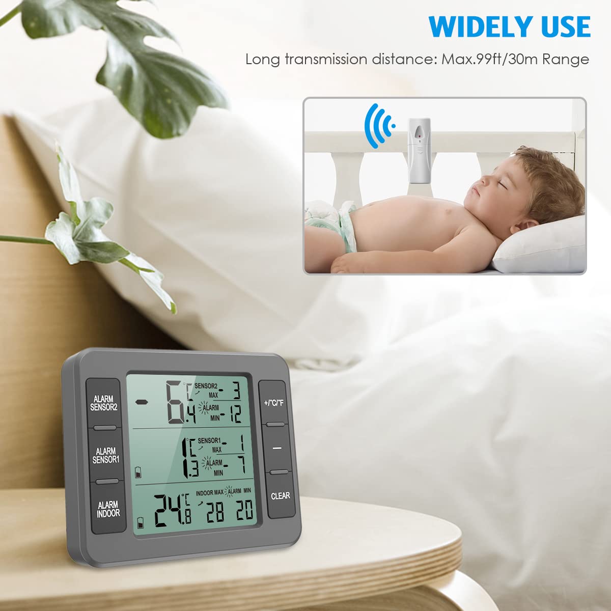 AMIR Refrigerator Thermometer, Wireless Indoor Outdoor Thermometer