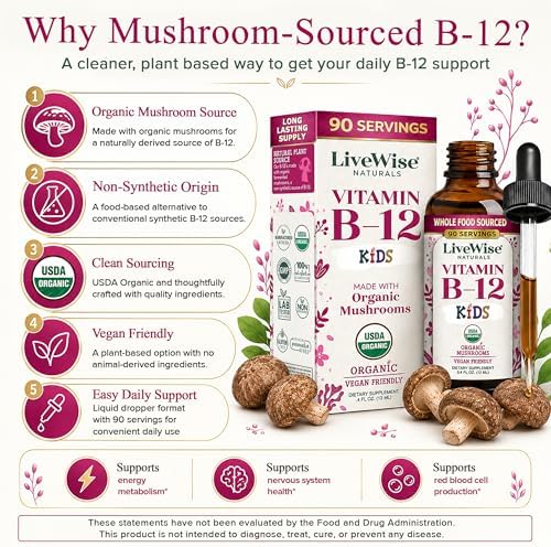 Organic Vitamin B12 1000 mcg Sublingual Liquid Drops, Unflavored, 2 oz | Methylcobalamin & Adenosylcobalamin, Bioactive Blend for Energy, Clarity & Focus, Vegan, Non-GMO, For Adults, 1 Year+ Supply
