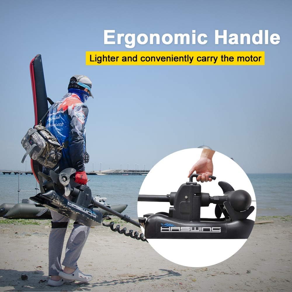 Haswing Bow Mount Trolling Motor 55lbs 48in with Remote, Quick Release | Fresh & Saltwater Ready, 164ft Wireless Remote Range, White, Fits Boats up to 19ft, Req 13.7 x 8" Flat Mount Surface