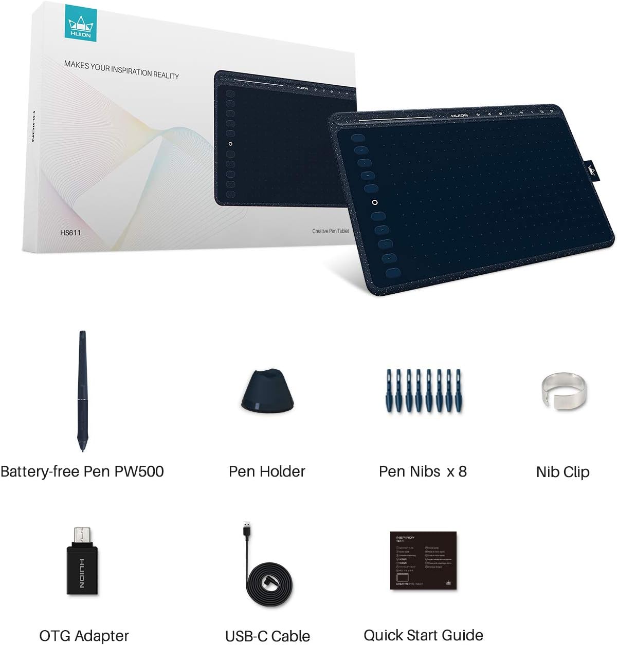 HUION HS611 10x6 inch Drawing Tablet 8192 Pen Pressure