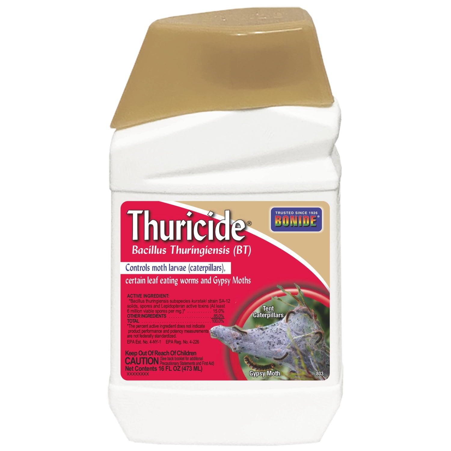 Bonide Thuricide BT Concentrate, 16 oz Ready-to-Mix Solution for Caterpillar, Worm and Moth Control in Home Garden | Ready-to-Mix Solution