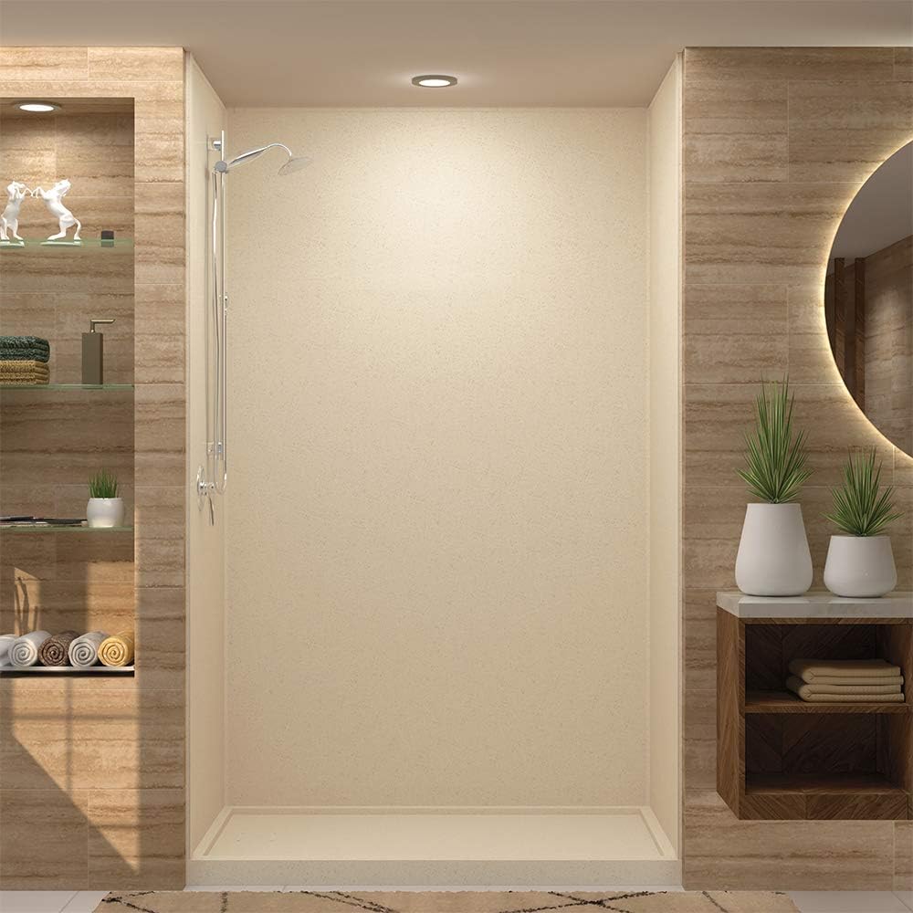Transolid RKWF6027L-67 Remodel Left-Hand Alcove Shower Kit, 32" x 60" x 75", Matrix Khaki