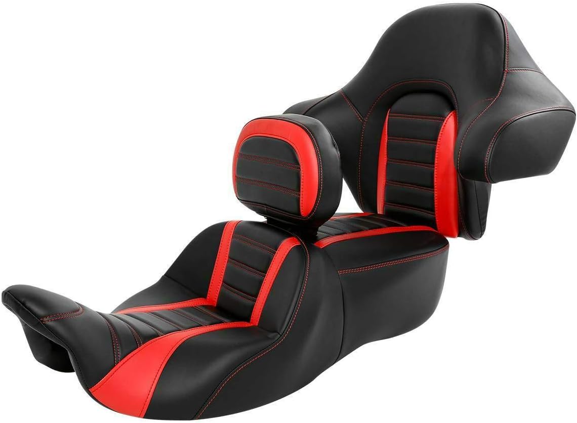 Rider Passenger One-Piece Two-Up Seat Driver Rider Backrest Wrap Around Backrest Pad Fit For Harley 2014-2023 Touring Road King Street Glide Road