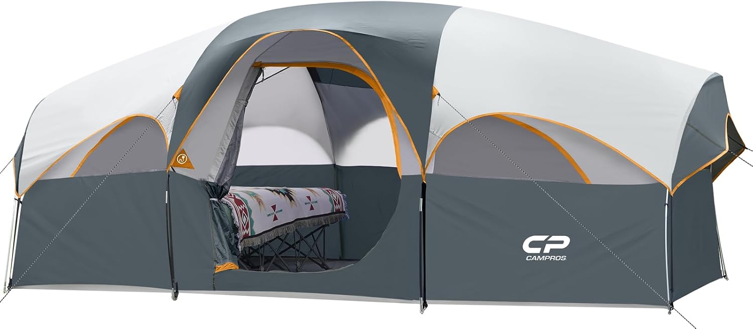 CAMPROS CP 8 Person Camping Tent, Room Divider, Rainfly, Weather Resistant