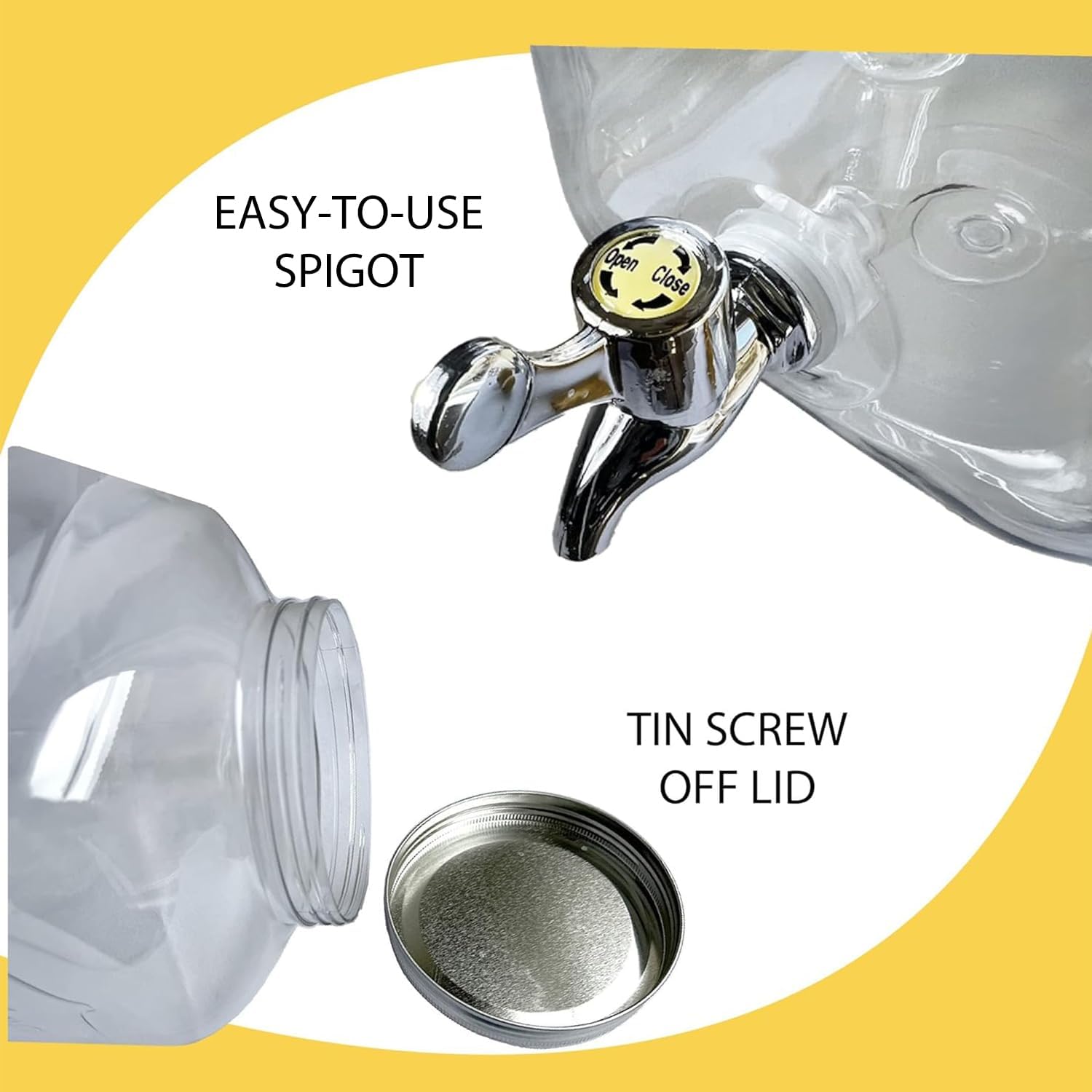 Lily's Home Plastic Beverage Dispenser with Spigot - 2 Gallon Drink Holder for Water, Juice, Tea - Ideal for Parties, Lemonade Stands, & Events