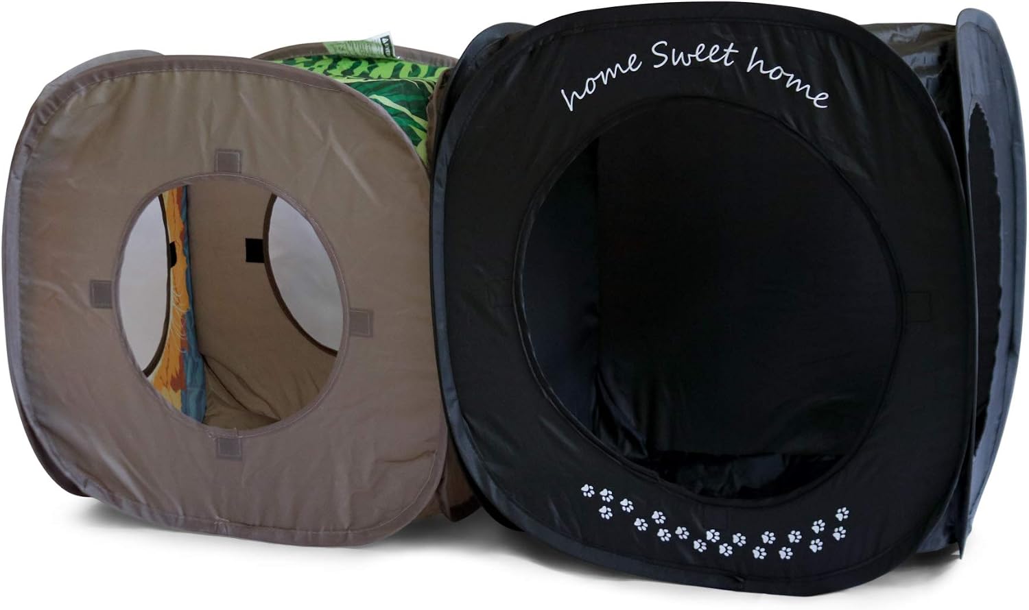 Home Sweet Home Pop Up Cat Cube. A Collapsible Indoor Cat House. Covered Pet Bed Hideaway Cave for Dogs and Other Pets Too