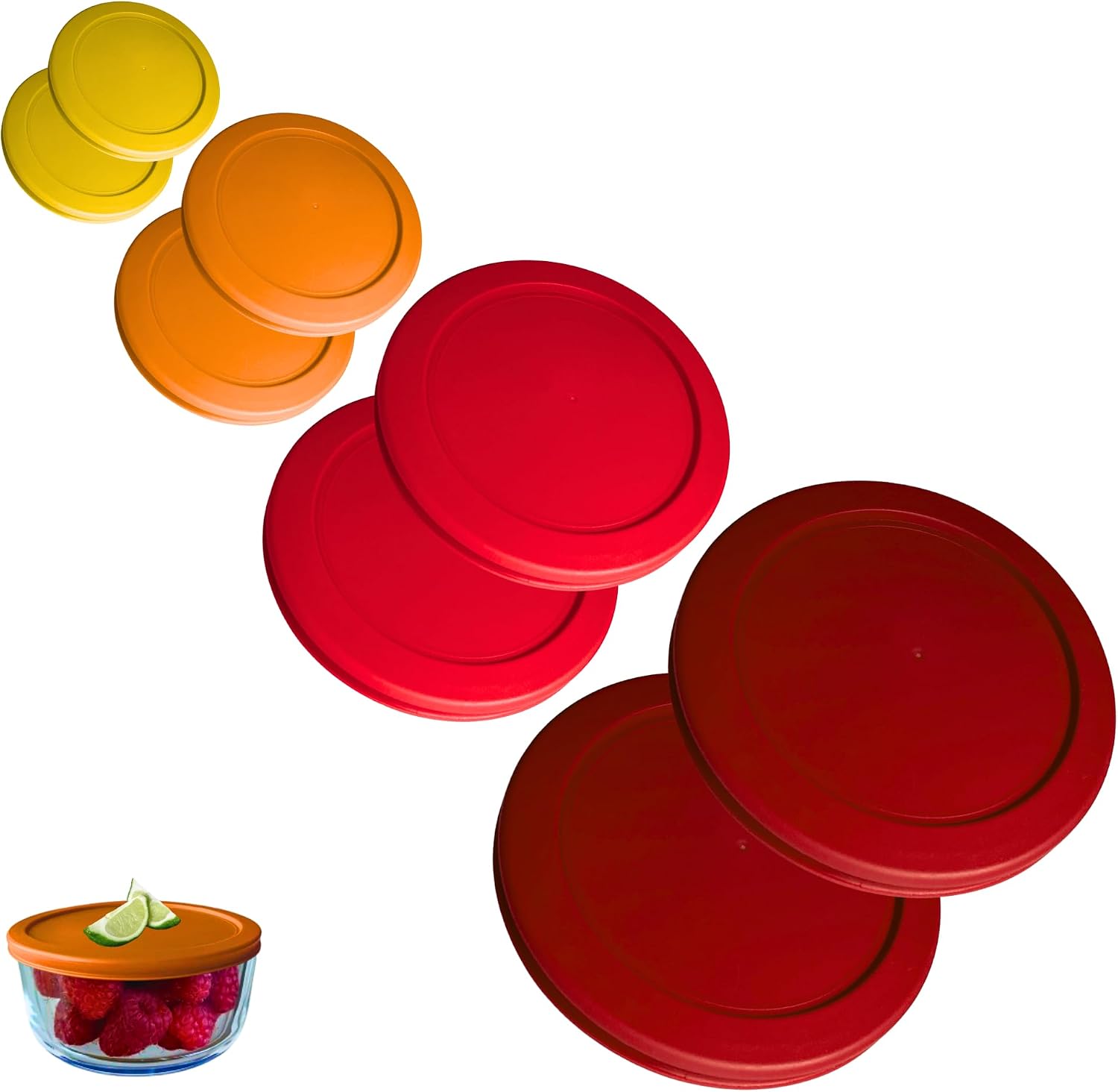 1, 2, 4 & 7 Cup Green, Orange, Blue, Red Replacement Lids/Covers for Pyrex