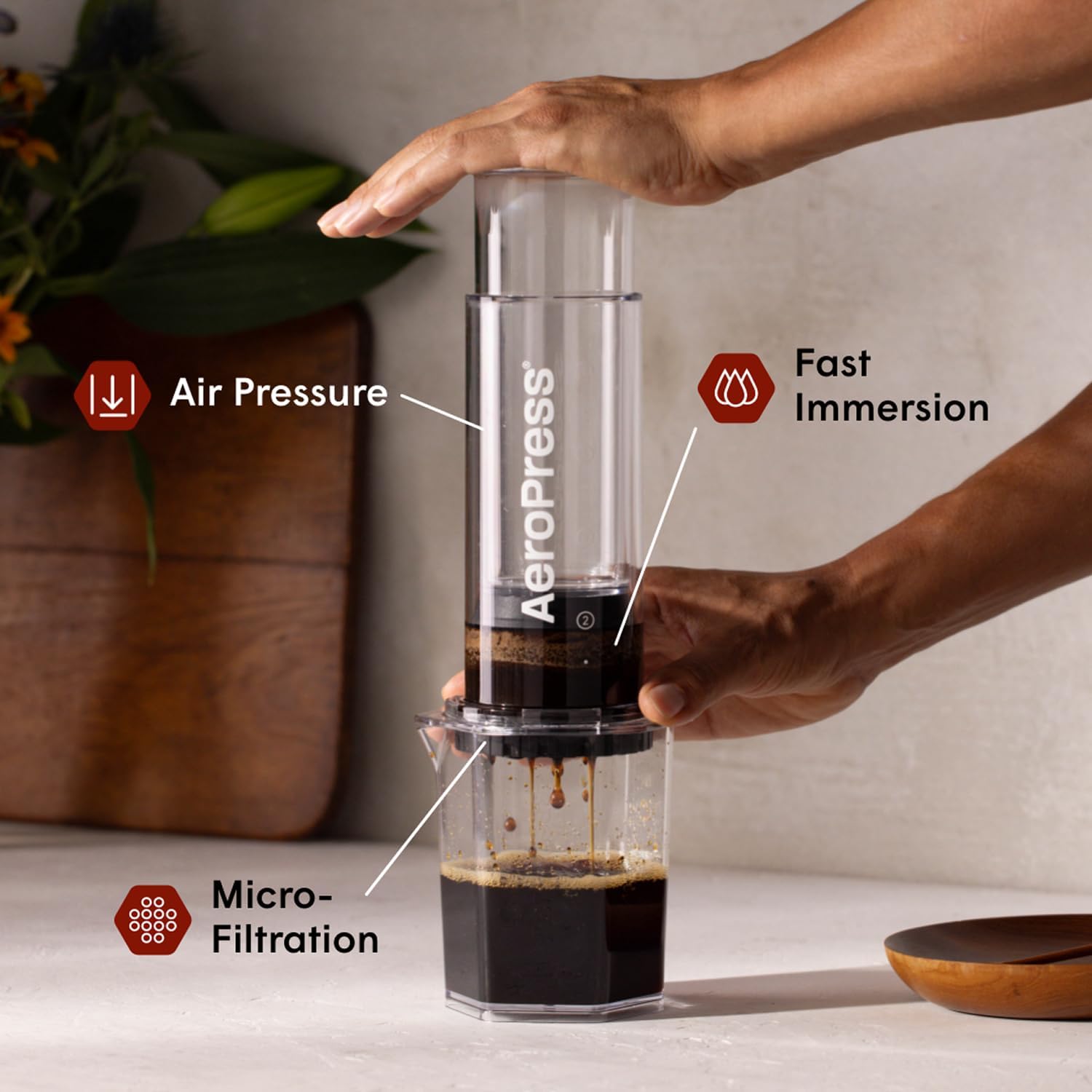 AeroPress Original Coffee Press, French Press, Pour-Over & Espresso Style | All-in-One Manual Coffee Maker, 2-Minute Brew, Less Bitterness, More Flavor, Portable, Travel & Camping